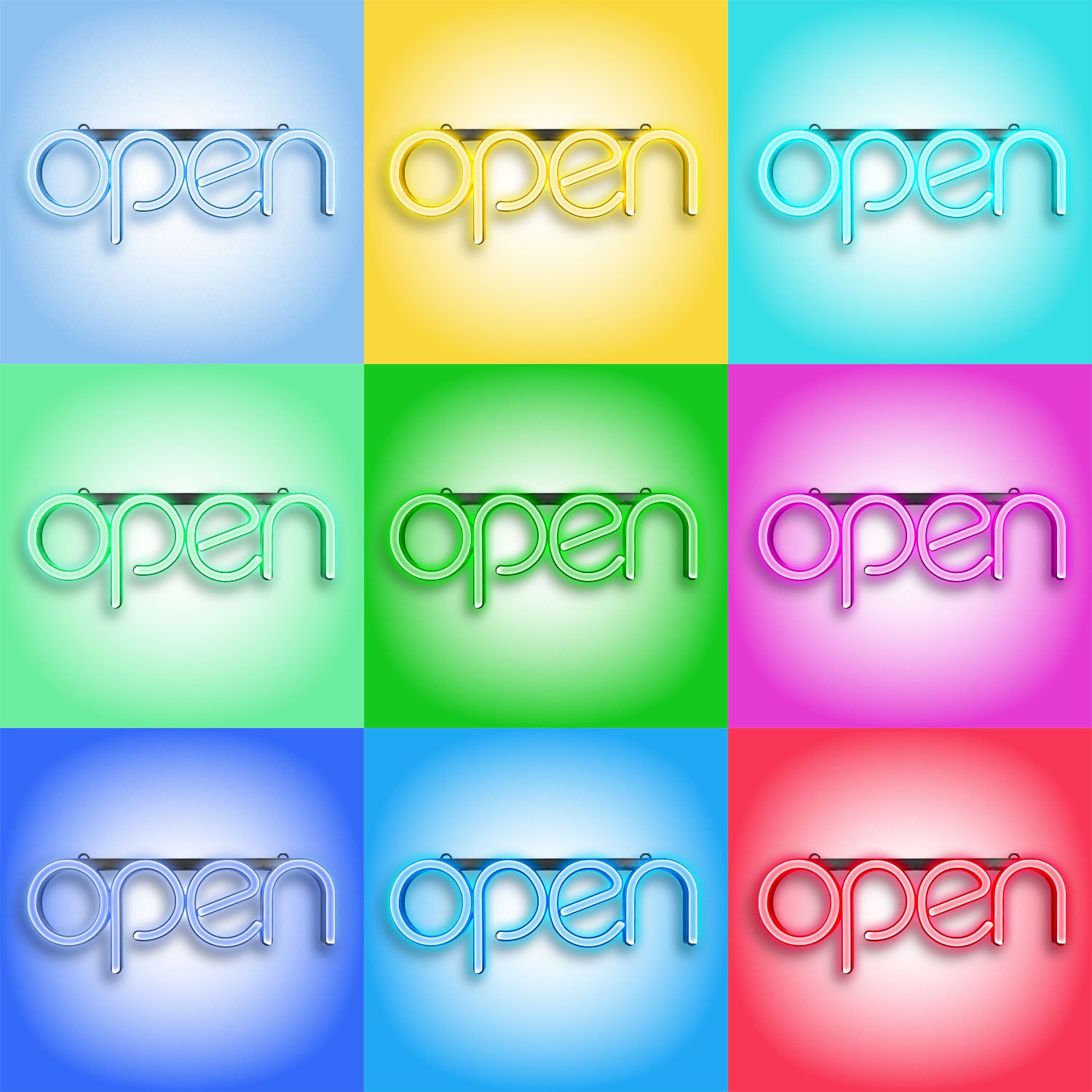 VZORA OP-60 Neon Open Sign, Multi-color RGB Neon Sign, LED Sign 16x6 i